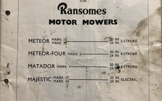 Ransomes motor mowers -Ohjekirja
