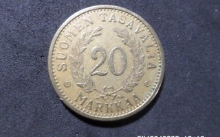 20  mk 1938  Alumiinipronssia  kulkematon   raha ,  kL 8