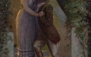 RAKKAUS / Suudelma portaikossa kuutamossa. 1900-l.