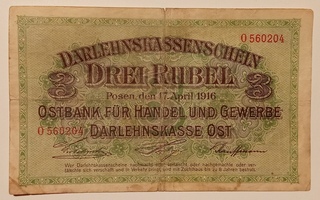 Saksa 3 rubel 1916