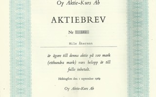 1969 Aktie-Kurs Oy, Helsinki osakekirja