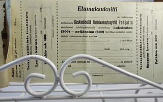 Etumaksukuittivihko Henkivakuutusyhtiö Pohja 1940-l
