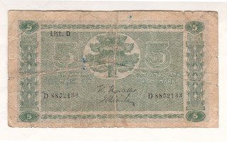 Suomi 5 mk v.1939 P-69 Litt.D