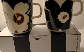 Marimekko Juhla unikko mukit Tumma sininen -kulta 2 kpl