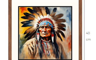 Uusi Native American Chief taulu 40 cm x 40 cm kehyksineen