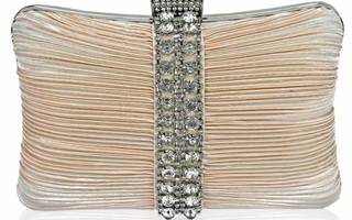 Gorgeous Nude Crystal Strip Clutch Evening Bag