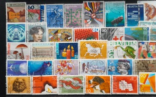 SVEITSI n.1970-90 LEIMATTUJA postimerkkejä o 33 kpl