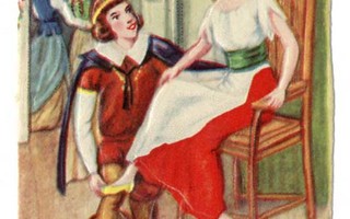 WANHA SATUKUVA / Lumikki - prinssi sovittaa kenkää. 1900-l.