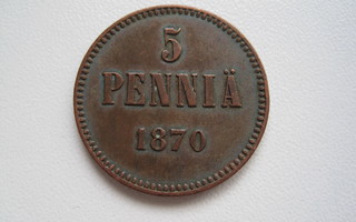 5 PENNIÄ 1870 HYVÄ KUNTO.  41