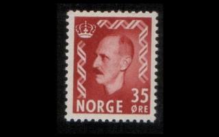 Norja 362 ** Haakon VII 35 öre karm.ruskea (1950)