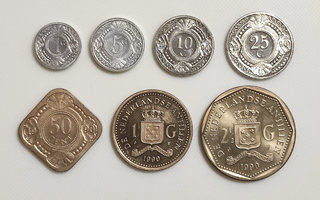 Antillit 1, 2 1/2, 5, 10, 25 Cent, 1, 2 1/2 Gulden 1990