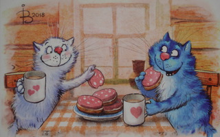 Irina Zeniuk kissat aamiaisella