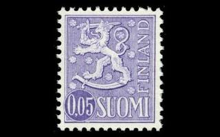 571Ix ** Leijonamalli 0,05 mk tyyppi I, x-paperi (1963)