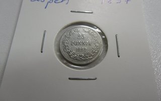 25 penniä  1897  hopeaa   rahakehyksessä   Kl 7-8