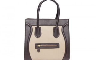 Taupe / Coffee Tote shopping bag with side extensions