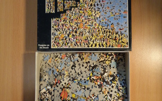 MB Puzzle The Edge, Penguins on the Beach © 1994