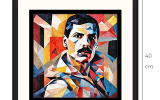 Uusi Freddie Mercury Queen taulu 40 cm x 40 cm kehyksineen