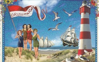 Terveiset rannikolta, neljä naista (Tausendschön-kortti)