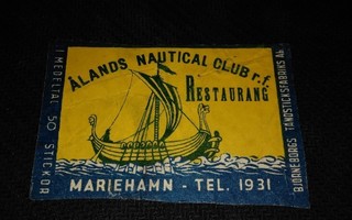 Laiva-aiheinen Tikkuaski Etiketti Åland Nautical PK160/12