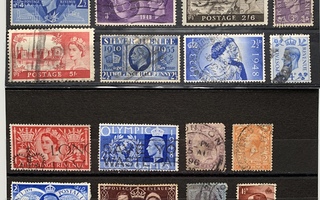 Vanha Iso-Britannia postimerkkejä 42kpl + leikettä