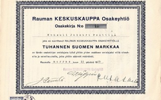 1929 Rauman Keskuskauppa Oy, Rauma osakekirja
