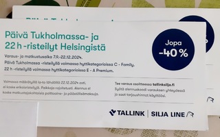 Silja Line Tukholmaan tai Tallink 22h