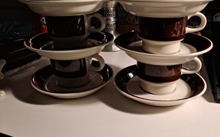 6kpl Arabian Inari kahvikuppia ja 9 kahvilautasta.