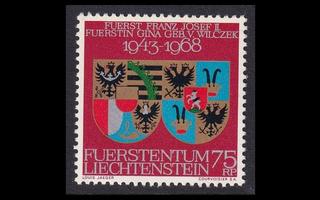 Liechtenstein 496 ** Prinssin ja prinsessan 25. hääpäivä