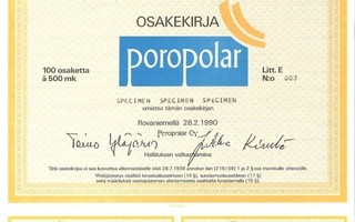 1990 Poropolar Oy spec, Rovaniemi osakekirja