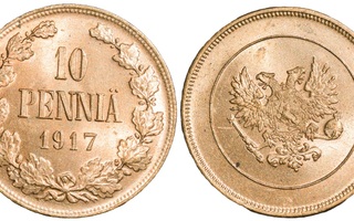 10 Penniä 1917 leimakiilto