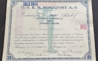 osakekirja EM Nordqvist Helsinki 1917,  lääkintä