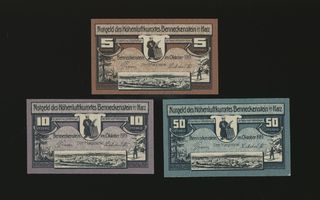 Saksa Notgeld 5, 10, 50 Pfennig, Benneckenstein 1919