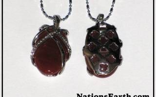 Oval Shaped Pendant, Red Agate Gemstone (No.3) *NEW*