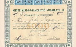 1924 Kiinteimistö-Osakeyhtiö Vuorikatu14, Helsinki osakekirj