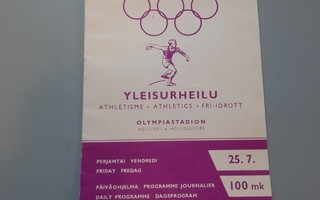 Helsinki Olympia 1952 yleisurheilu ohjelma 25/7