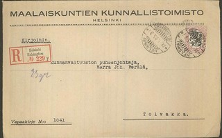 1917 1mk vapaakirjeen kirjausmaksuna