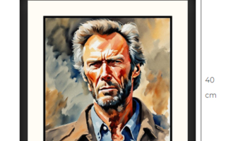 Uusi Clint Eastwood taulu 40 cm x 40 cm kehyksineen