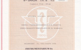 1988 Instrumentarium Oy spec, Helsinki pörssi osakekirja