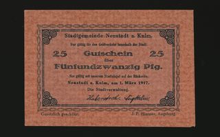 Saksa Notgeld 25 Pfennig, Neustadt 1.3.1917