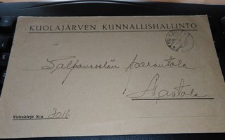 Kuolajärvi Virkakirje 1935 Nastola PK900/5