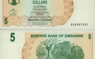 Zimbabwe 5 Dollars v.2006 (P-38) UNC