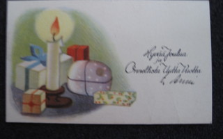 Pieni jouluinen taittokortti: Lahjat ja kynttilä/käytetty
