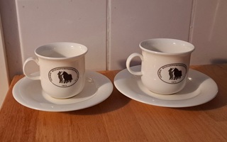 ARABIAN kahvikupit/lautaset2kpl Belgianpaimenkoira logolla.