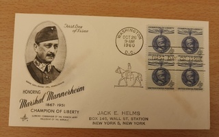 FDC Mannerheim 4c neliö 1960