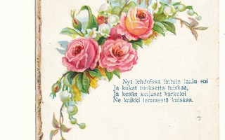Lintuja ja ruusuja - vanha kohopainettu Carte Postale