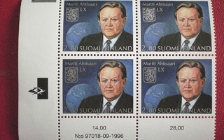 Suomi postimerkit Martti Ahtisaari nelilö v.1996