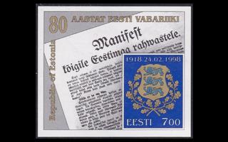 Eesti 317BL11 ** Tasavalta 80v (1998)