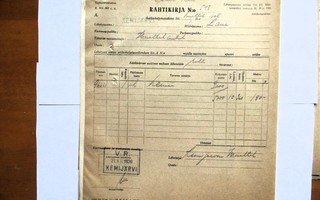 1939 Kemijärvi VR evakuointirahtikirja Loueen, heinää