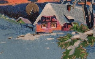 IDYLLI / Punainen talo ja leimuava taivas. 1940-l.