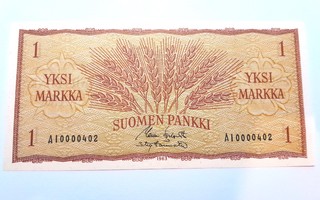 1 Markka 1963 pieni numero Pakkasileä